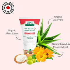 Aleva Naturals First Rescue Calendula Multipurpose Skin Cream - Skin Care to Moisturize Dry Skin, Natural, Vegan, Plant-Based, Hypoallergenic, for Face, Body, and Diaper Area - 50ml