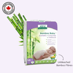 Aleva Naturals Hypoallergenic Bamboo Baby Diapers for Newborn, Ultra Soft, Sensitive Skin Friendly, Biodegradable, Disposable - Size Newborn to 1 (4-9 lbs / 2-4kg), 32 Count