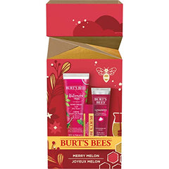Burt's Bees Merry Melon set with Watermelon Moisturizing Lip Balm, Watermelon Rush Squeezy Tinted Balm and Watermelon and Mint Hand Cream, 3 Assorted Products, Holiday Gift