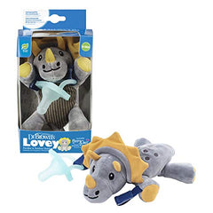 Dr. Brown's Baby Lovey Pacifier & Teether Holder, Triceratops with Grey HappyPaci, 100% Silicone, 0-6m