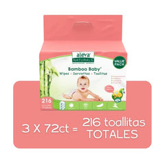 Aleva Naturals Bamboo Baby Wipes, Sensitive, 864 Count (Pack of 216 x 4)