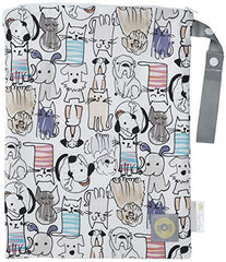 Itzy Ritzy IR-WBMH8304 Travel Happens Medium Sealed Wet Bag with Handle, Raining Cats and Dogs