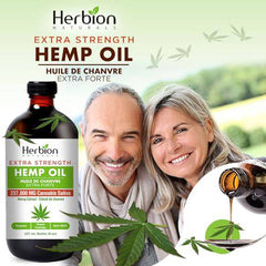 Herbion Natural Extra Strength Hemp Oil - For Calmness - Cognitive Function - And Improved Sleep - 237,000mg in 8oz Bottle - Made In Canada