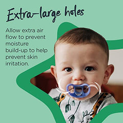 Tommee Tippee  Advanced Sensitive Skin Soother, Unique Shield for Less Skin Contact, Symmetrical Orthodontic Design, 0-6m, 4 Count