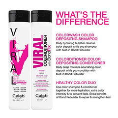 Celeb Luxury Intense Color Depositing Colorditioner Conditioner + Bondfix Bond Rebuilder, Vegan, Sustainably Sourced Plant-Based, Semi-Permanent, Viral and Gem Lites Colorditioners