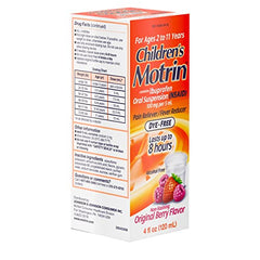 Children's Motrin Oral Suspension Medicine for Kids, 100mg Ibuprofen, Berry Flavored, 4 fl. oz