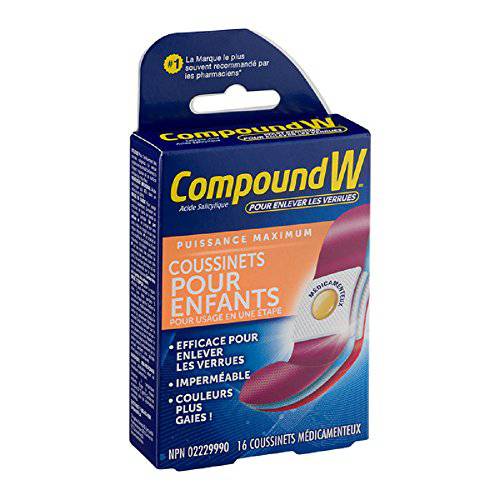 Compound W Wart Remover, One Step Kids Medicated Pads - 16 Count - Salicylic Acid Wart Remover, Maximum Strength
