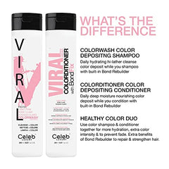 Celeb Luxury Viral Pastel Light Pink Colorwash, Color Depositing Shampoo with Bondfix Bond Rebuilder, Semi Permanent Hair Colour Glaze, Vegan Hair Dye, Maintains and Refreshes Light Pink Color