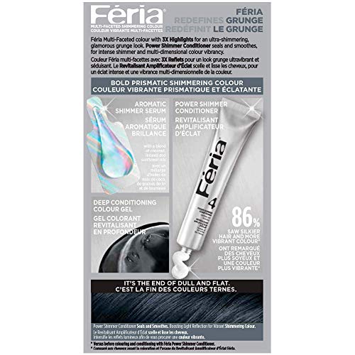 L'Oréal Paris Feria Multi-Faceted Shimmering Permanent Hair Color, 411 Dark Blue Brown, with Aromatic Shimmer Serum, Gentle, Deep Conditioning Hair Color for Women, 1 EA