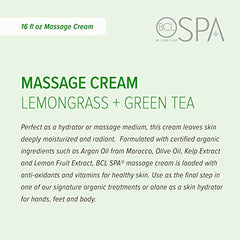 BCL Spa Lemongrass and Green Tea Massage Cream, 16 Ounce