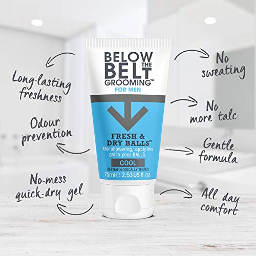 Below the Belt Jock Itch Cream – Men’s Groin Deodorant Applies as a Soothing Gel and Dries as Cooling Powder – Anti Ball Sweat for All Day Comfort