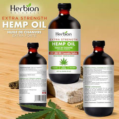 Herbion Natural Extra Strength Hemp Oil - For Calmness - Cognitive Function - And Improved Sleep - 237,000mg in 8oz Bottle - Made In Canada
