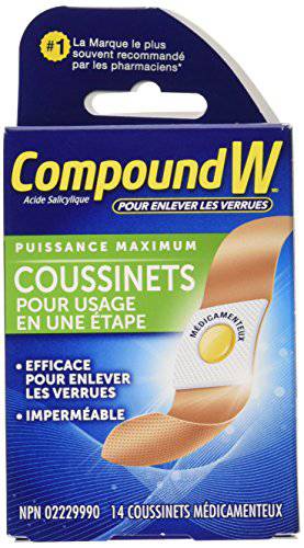 Compound W Wart Remover, One Step Pads - 14 Count - Salicylic Acid, Maximum Strength, For Common/Plantar Wart Removal