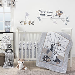 Bedtime Originals Little Rascals Grow Wise One Owl Wall Appliques, Gray/White