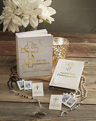 Creative Brands Faithworks-Abundant Grace First Communion Gift Set, 5-Piece, Girl, White,Gold