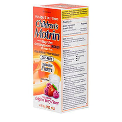 Children's Motrin Oral Suspension Medicine for Kids, 100mg Ibuprofen, Berry Flavored, 4 fl. oz