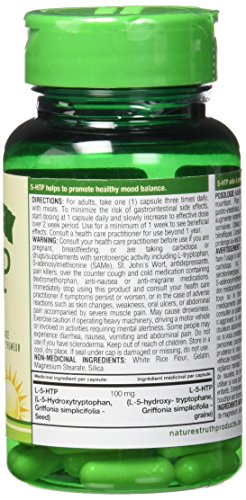 Nature's Truth Vitamins - 5-HTP Capsules (5- Hydroxytryptophan) | 100mg | Supporting a Healthy Mood | Gluten Free, Non GMO, Dairy Free | 50 Count