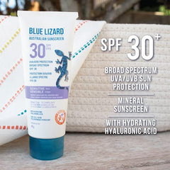 BLUE LIZARD Sensitive Skin Sunscreen Combo Pack for Face, SPF30 Mineral Sunscreen for Face, Fragrance-Free Sunscreen Lotion for Sensitive Skin, SPF 50 Sunscreen Stick, 2 Count, 48g Tube and 14g Stick