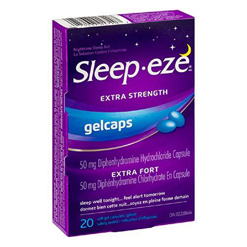 Sleep-Eze Extra Strength Gel Capsules - 20 Count - For Relieving Occasional Sleeplessness