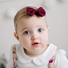 Baby Wisp - Fanny Bow Headband White - Baby Infant Toddler Girls - Newborn to 24 Months