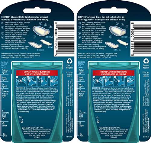 Compeed Advanced Blister Care Cushions, Package of 10 Mixed Size Cushions (2 Count)