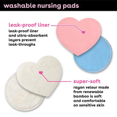 Bamboobies Nursing Pads for Breastfeeding | Reusable Breast Pads | Perfect Baby Shower Gifts | 4 Overnight Pairs
