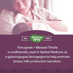 Nature's Way Fenugreek + Blessed Thistle – Herbal Supplement for Digestion & to Promote Lactation – 450mg Fenugreek & 375mg Blessed Thistle for Breastfeeding Support – 180 Vegetarian Tablets