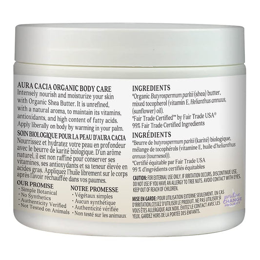 Aura Cacia Certified Organic Unrefined Shea Butter, Fair Trade Certified, 92g