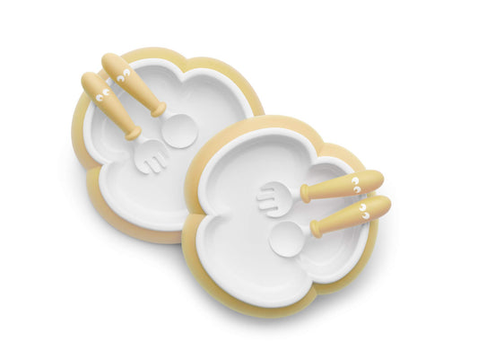 BABYBJÖRN Baby Plate, Spoon and Fork, 2 sets, Powder Yellow