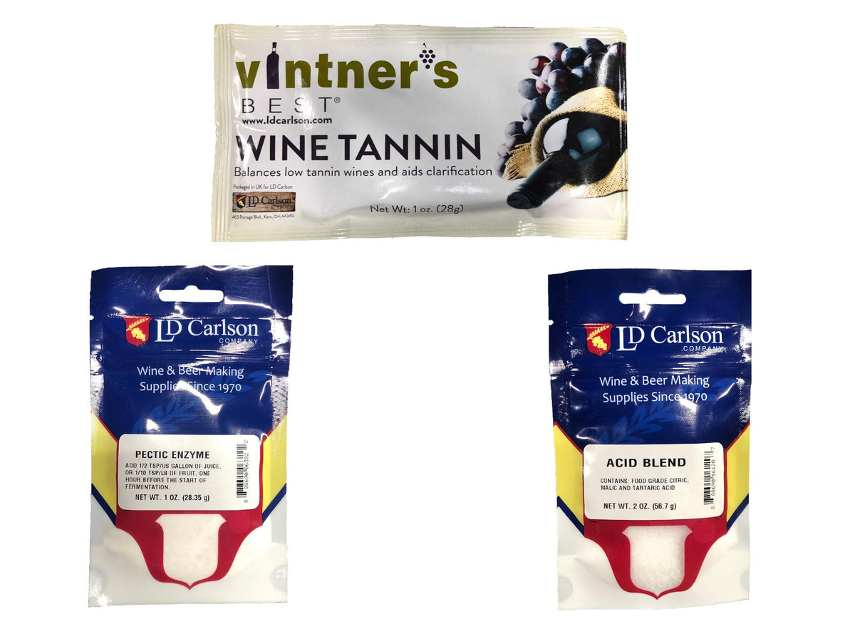 Oxalis Supply NC-XSLI-LR2B Wine Tannin 1 oz, Pectic Enzyme 1 oz, Acid Blend 2 oz Bundle