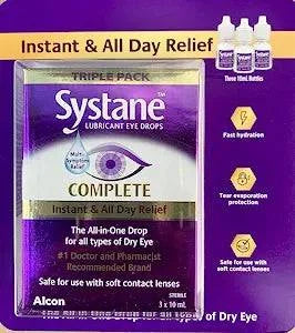 Systane Complete Lubricant Eye Drops, 3 x 10ml - Zecoya
