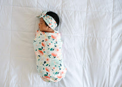 Copper Pearl Large Premium Knit Baby Swaddle Receiving Blanket Floral Leilani