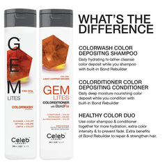 Celeb Luxury Gem Lites Fire Opal Colorwash, Color Depositing Shampoo with Bondfix Bond Rebuilder, Semi Permanent Hair Colour, Vegan Hair Dye, Maintains and Refreshes Copper to Light Auburn Tones