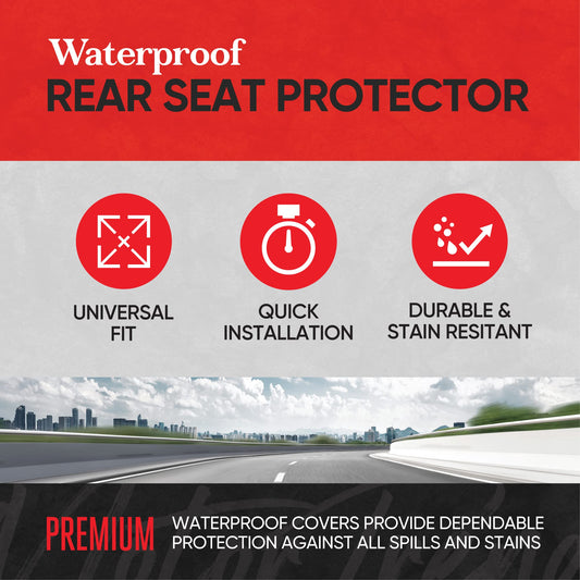 BDK Auto MTSC-268-BG: Waterproof Bench Rear Seat Protector, Beige Stitching