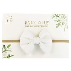 Baby Wisp - Fanny Bow Headband White - Baby Infant Toddler Girls - Newborn to 24 Months