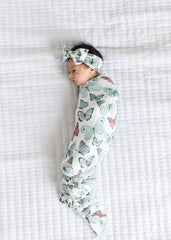 Copper Pearl Baby Stretchy Soft Knit Headband Bow "Dot"