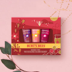 Burt's Bees Squeezy Trio Squeezy Tinted Balm with Berry Sorbet, Sweet Peach, Watermelon Rush, Holiday Gift